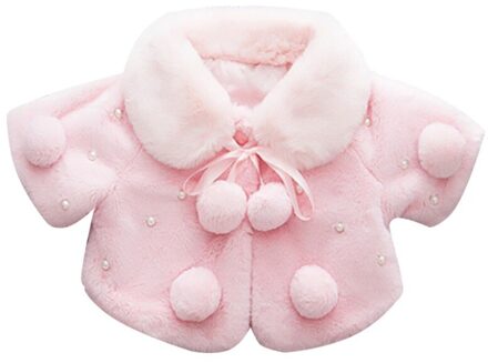 Sbaby Children Kids Warm Winter Coat Baby Girl Ball Pearl Long Sleeve Outerwear Clothes Roze / 12m