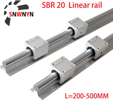 SBR20 200 500 1500mm 2pcs SBR20 Linear Guide Rail+4pcs SBR20UU Linear Bearing Blocks For CNC Part 20mm Linear Rail Free Shipping
