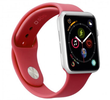 SBS Silicone Strap Apple Watch medium/large 42mm / 44mm / 45mm / 49mm red Rood