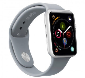 SBS Silicone Strap Apple Watch small/medium 42mm / 44mm / 45mm / 49mm grey Grijs (Space Gray)