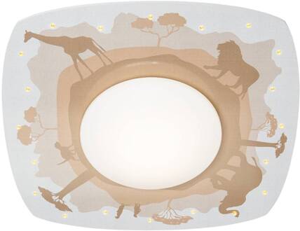 Scandi Savanne plafondlamp, oranje, 58 cm, hout oranje, beige, wit