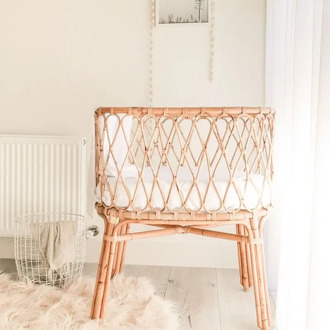 Scandinavian Style 100% Natural Rattan Crib Nordic Style INS Newborn Bed Infant Sleeping Cradle Rattan Baby Sleep Bed