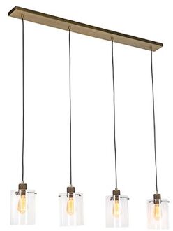 Scandinavische hanglamp brons met glas 4-lichts - Dome