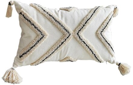 Scandinavische Stijl Boho Sierkussen Case Geweven Getuft Geometrische Gestreepte Katoenen Kussenhoes Shell Met Kwastje Voor Couch Sofa