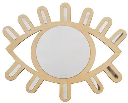 Scandinavische Stijl Houten Oog Vorm Wanddecoratie Spiegel Explosie Kamer Decoratie Muur Spiegel Slaapkamer Home Decoratie Bruin