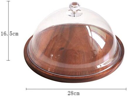 Scandinavische Stijl Retro Taart Plaat Brood Fruit Display Houder Dessert Opbergvak Met Stofdicht Voedsel Cover Party Decoratie A 28x28x16.5cm