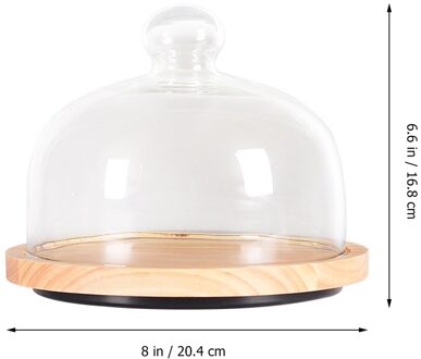 Scandinavische Stijl Retro Taart Plaat Brood Fruit Display Houder Dessert Opbergvak Met Stofdicht Voedsel Cover Party Decoratie C 20.4x16.8x16.8cm