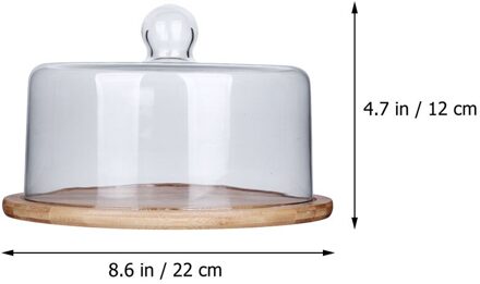 Scandinavische Stijl Retro Taart Plaat Brood Fruit Display Houder Dessert Opbergvak Met Stofdicht Voedsel Cover Party Decoratie E 22x22x12cm