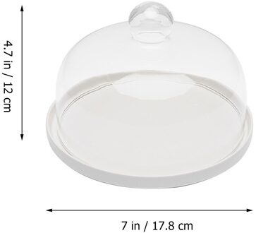 Scandinavische Stijl Retro Taart Plaat Brood Fruit Display Houder Dessert Opbergvak Met Stofdicht Voedsel Cover Party Decoratie G 17.8x17.8x12cm