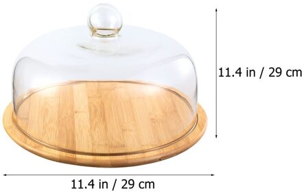 Scandinavische Stijl Retro Taart Plaat Brood Fruit Display Houder Dessert Opbergvak Met Stofdicht Voedsel Cover Party Decoratie H 29x29x17.8cm