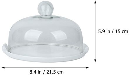 Scandinavische Stijl Retro Taart Plaat Brood Fruit Display Houder Dessert Opbergvak Met Stofdicht Voedsel Cover Party Decoratie I 21.5x21.5x15cm