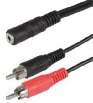 Scanpart audio adapterkabel 3.5mm - 2xRCA 0,2m Zwart Mini jack kabel Zwart