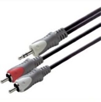 Scanpart audio kabel 3.5mm jack - 2xRCA 1,5m Mini jack kabel Zwart