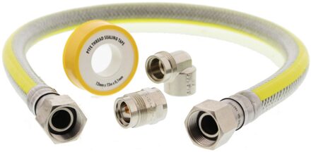 Scanpart gasslang aansluitset 1/2 75cm RVS flex PVC (NL) Fornuis accessoire