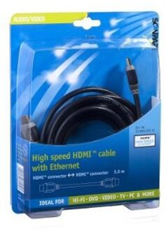 Scanpart High Speed HDMI kabel met Ethernet 5.0m HDMI kabel Zwart