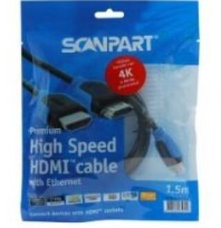 Scanpart Premium High Speed HDMI kabel met Ethernet 1.5m 4K60Hz 18Gbps HDMI kabel