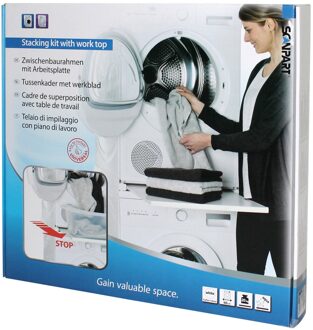 Scanpart tussenkader voor wasmachine en droger met werkblad Droger accessoire Wit