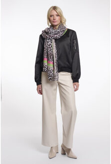 scarf with leopard print klaartje.7002621 8980 leopard - maat One size Bruin