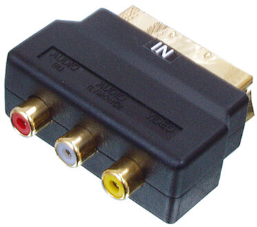 Scart plug naar 3x Tulp (in) gold plated