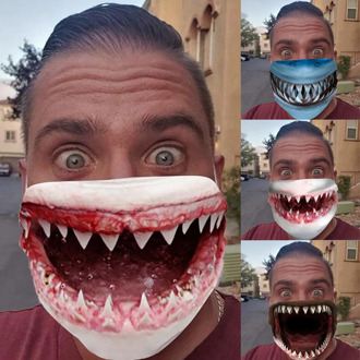 Scary Mouth Print Adult Dust Face Mask Outdoor Haze Proof Protective Masque Washable Reusable Face Shield Breathable Mouth Cover