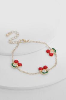 Scattered Cherry Chain Bracelet, Gold - ONE SIZE