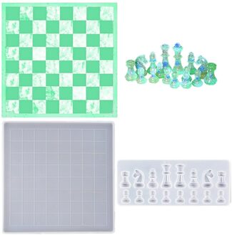 Schaakbord Siliconen Mal Set Schaakstukken Siliconen Mal Schaakbord Epoxy Casting Mold Voor Diy Art Ambachten Sieraden Maken