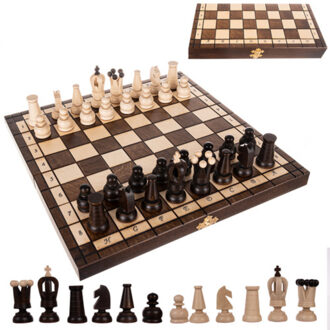 Schaakspel - 31 x 31 cm - hout - klassiek - schaken - spellen - volwassenen Multi