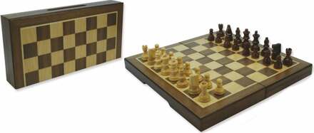 Schaakspel - Opklapbaar - Bruin - 23 cm x 23 cm