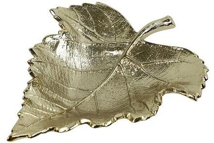 Schaal Blad goud metaal 15,5x20x4cm
