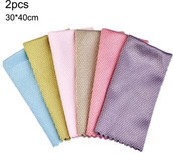 Schaal Doek Efficiënte Duurzame Microfiber Huishoudelijke Benodigdheden Herbruikbare Anti-Vet Super Absorberende Wassen Vaatdoek veelkleurig 2stk A4
