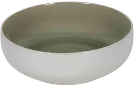 Schaal matwit/groen Ø16,5x5,5xm 6 stuks