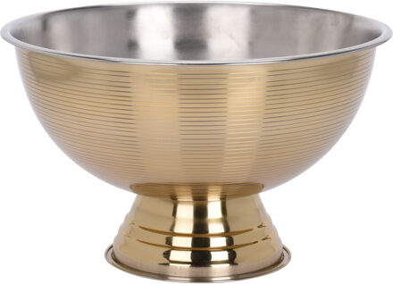 Schaal op voet - goud/zilver - 39 x 24 cm - RVS - keuken schalen - kom
