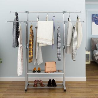 Schaalbare Kleerhanger Metalen Jas Rack Met Wielen Voor Kleding Droogrek grijs