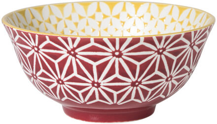 Schaaltje Aniek groot - bordeauxrood/geel - ø15.5x7 cm