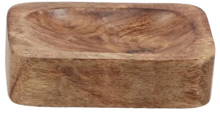 Schaaltje/houder voor amberblokjes/geurblokjes - mango hout - 11 x 8 x 2 cm