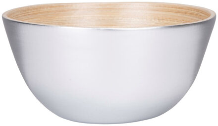 Schaaltje/kommetje - zilver - bamboe - D14 cm x H7 cm