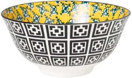 Schaaltje Leyla - geel/zwart - ø15.8x7.3 cm