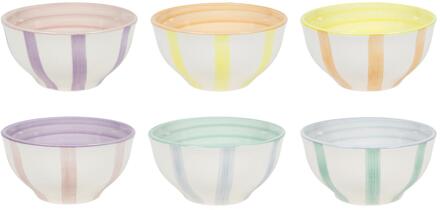 Schaaltje pastel stripes doos a 6 Ø12cm verschillende