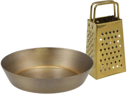 Schaaltje voor amberblokjes/geurblokjes - incl. rasp - goud - metaal - D10 x 2 cm