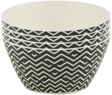 Schaaltjes - 12x stuks - bamboe fiber - D14xH7 cm - kommetjes voor o.a. yogurt en snacks