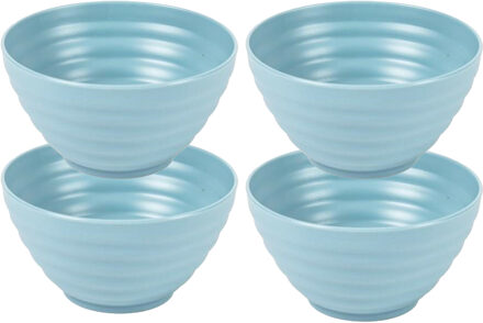 Schaaltjes - 4x - blauw - kunststof - 14 x 6.5 cm - kom