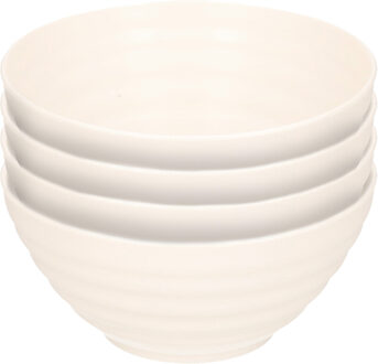 Schaaltjes - 4x - ivoor wit - kunststof - 14 x 6.5 cm - kom