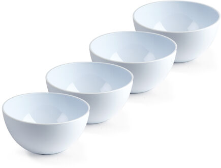 Schaaltjes - 4x stuks - kunststof - kommetjes - dessert/ontbijt - D14 x H6 cm - ivoor w