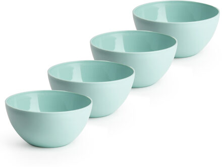 Schaaltjes - 4x stuks - kunststof - kommetjes - dessert/ontbijt - D14 x H6 cm - mintg