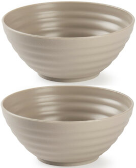 Schaaltjes - 4x - taupe - kunststof - 14 x 6.5 cm - kom