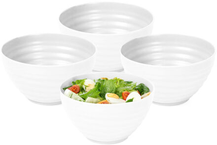 Schaaltjes - 4x - wit - kunststof - 15 x 8 cm - kom