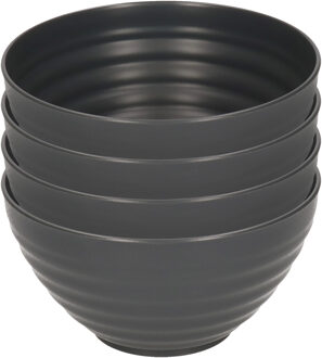Schaaltjes - 4x - zwart - kunststof - 15 x 8 cm - kom