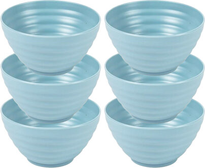 Schaaltjes - 6x - blauw - kunststof - 14 x 6.5 cm - kom