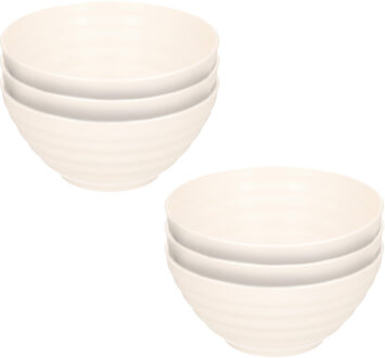 Schaaltjes - 6x - ivoor wit - kunststof - 14 x 6.5 cm - kom