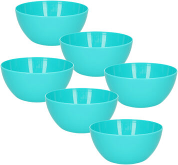 Schaaltjes - 6x stuks - kunststof - kommetjes - dessert/ontbijt - D14 x H6 cm - blauw